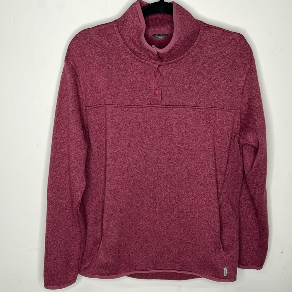 Eddie Bauer 1/4 Button Inside fleece Pullover XL side pockets -pink/mauve color
